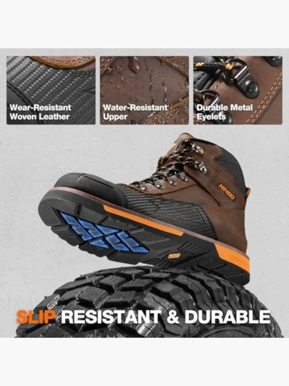 Steel Toe Work Boots Men's Non Slip Water Resistant Lace Up EH Protection